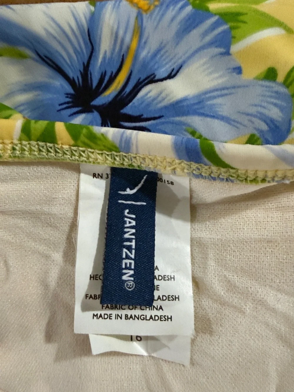 Jantzen Yellow Floral Tankini with Blue & Green Tropical Print Size 16 - Picture 6 of 6
